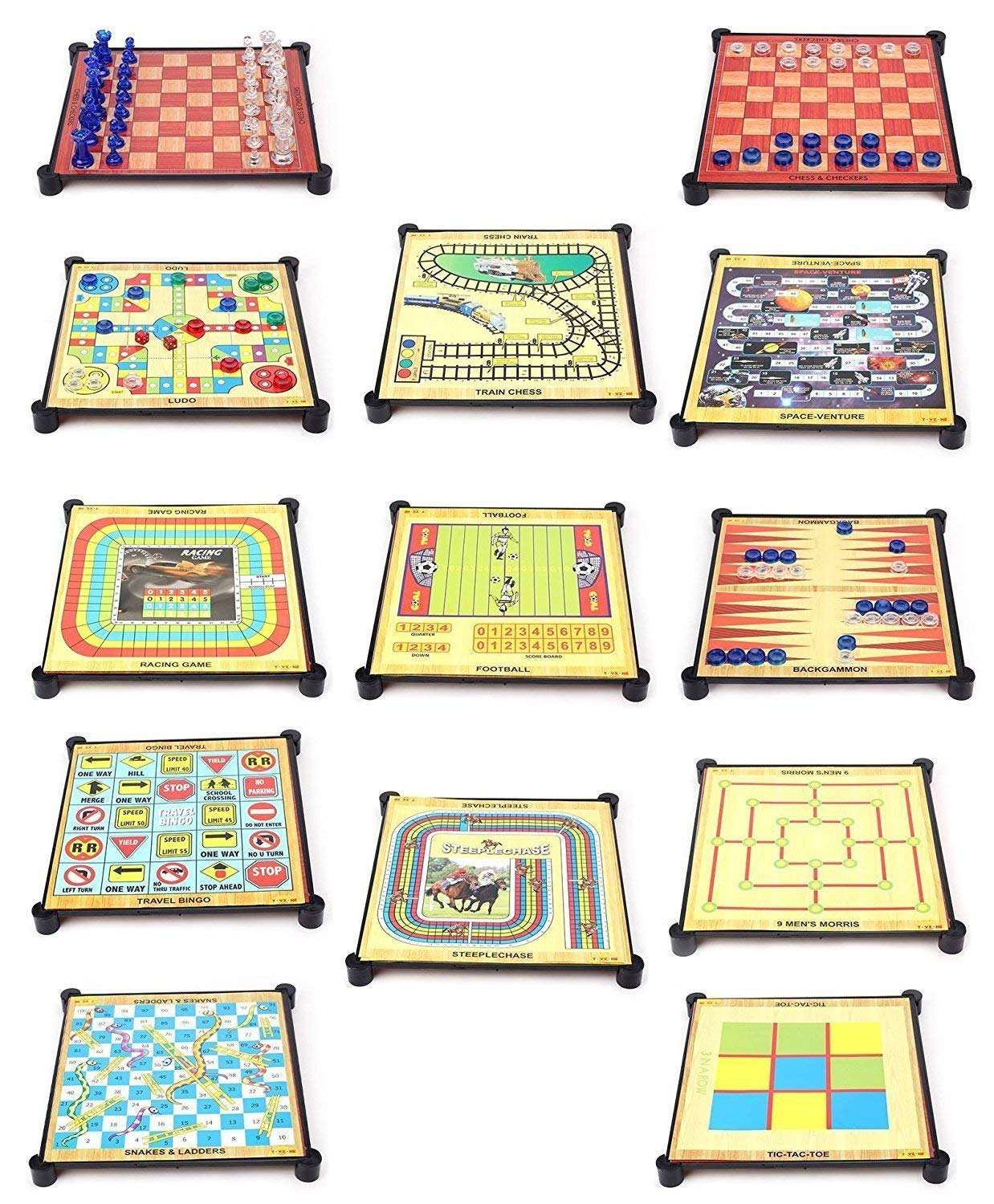 AZi 13 in 1 Family Board Game Including Chess Travel Bingo Ludo and Racing Game Amazing Toy Indoor Outdoor Home Playing Best Birthday Gift for Children Boys Girls