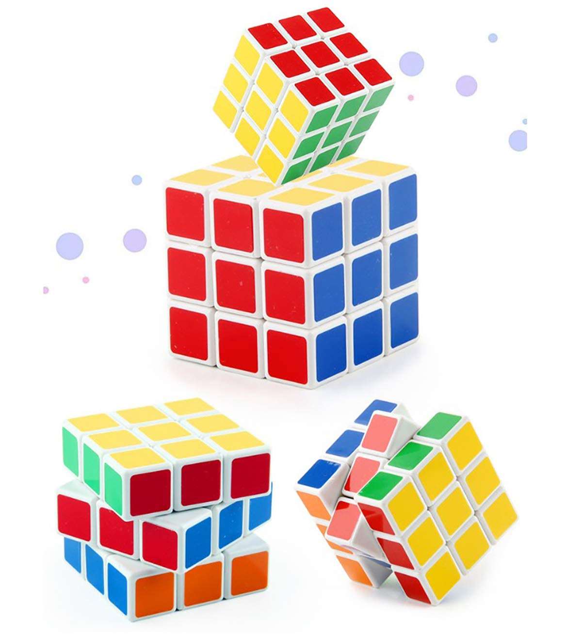 AZi® 3x3 High Speed Cube | Set of 3 | Soft and Heavy Quality | Multicolor