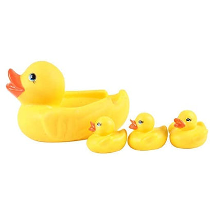 AZI TOYS Baby Bathing Rubber Squeaky Ducks Floating Play Water Pool Tub Toys (Yellow) - 4 Pcs