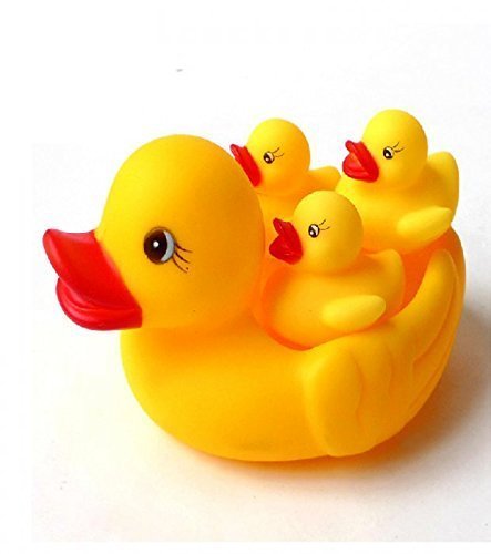 AZI TOYS Baby Bathing Rubber Squeaky Ducks Floating Play Water Pool Tub Toys (Yellow) - 4 Pcs