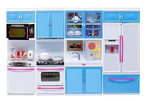 Frozen Barbie Doll with World Dream House Kitchen Set Lights and Beautiful Music Opening Doors Princess for Girls Household Kids Modern Play Battery Operated Cooking Appliances Kids (Multi Color)