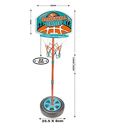 Funrally® Educational King-Sport Game Playset Toy Hoop Adjustable Height Portable Basketball Stand for Kids Children's Indoor Outdoor Basket Ball Game - 3 Level Adjustable Height for Differnt Age