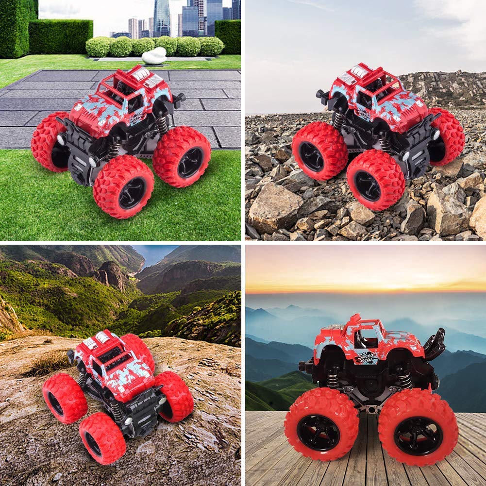 AZi® Pull Back Cars Toys, Packs of 2 Monster Truck Toys, Four-Wheel Drive Inertia Car Toys, Friction Powered Cars - Multi Color (Any Color, Any Design)