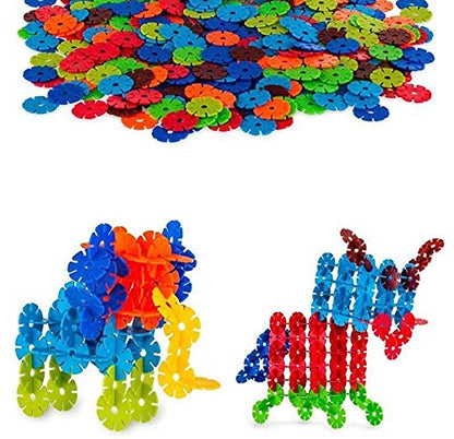 Funrally® Snowflake Multicolor Building Blocks Set 100 Pc - Colorful Interlocking Stack-able Children's Building Block Kit - Variety | Kids Educational Toys Set of Plastic Building Stems