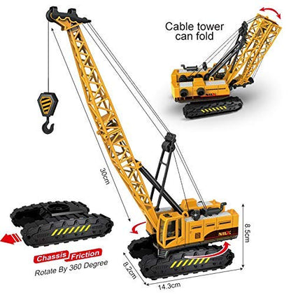 AZI Heavy High Speed Fiction Long Crane Alloy Die-cast Model Toy Excavator Truck Digging Cable Engineering Vehicle Tower Heavy Crane Collection Gift for Kids
