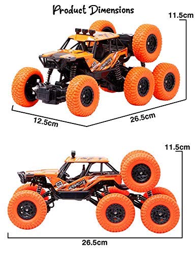 AZi TOYS RC (REMOTE CONTROL) ROCK CRAWLER CLIMBER 4 WHEEL DRIVE 8 WHEELS DESIGN 1:18 SCALE RECHARGEABLE MONSTER TRUCK OFF-ROAD CAR FOR KIDS MULTICOLOR