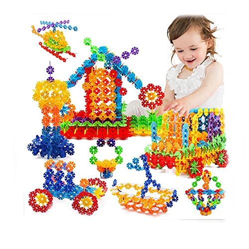 Funrally® Snowflake Multicolor Building Blocks Set 100 Pc - Colorful Interlocking Stack-able Children's Building Block Kit - Variety | Kids Educational Toys Set of Plastic Building Stems