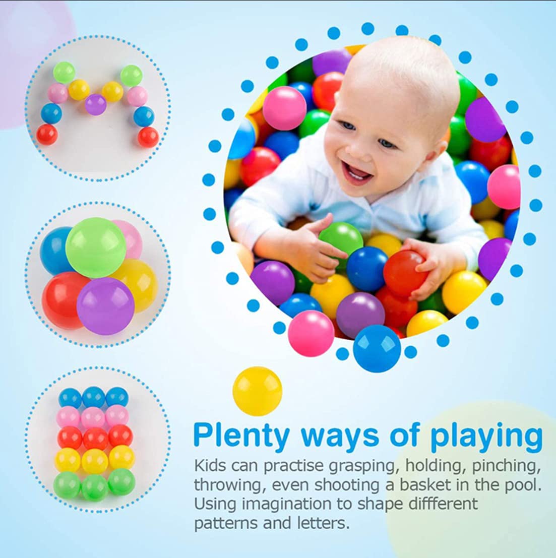 Large Size ABS Plastic Multi-Colored Balls for Ball Pool,Swimming Pool for Kids ( 80 mm 100 Balls)