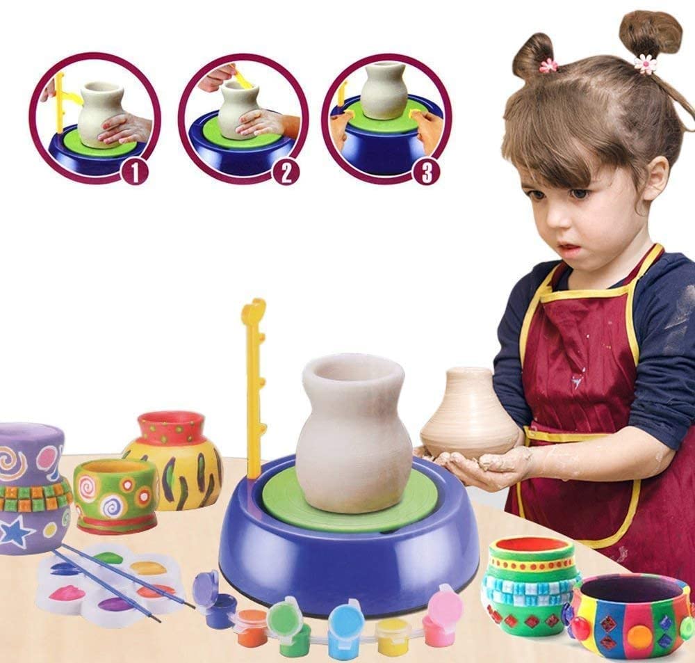 AZi TOYS ART CRAFT POTTERY WHEEL SET WITH CLAY AND MAKING TOOLS FOR KIDS
