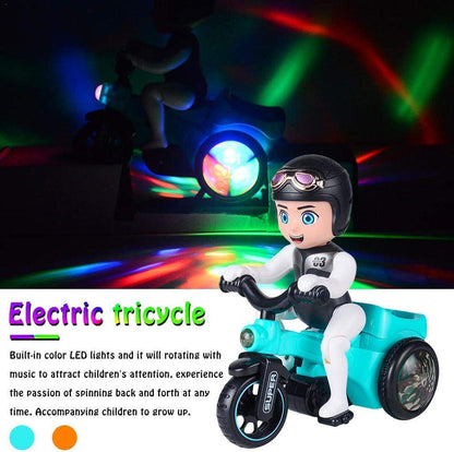 Funrally® Bump and Go Action Amazing Musical Tricycle Motorbike Toy with 360 Degree Rotation, Dancing Moves, Colorful 3D Light Effects and Music for Kids (Multicolour)