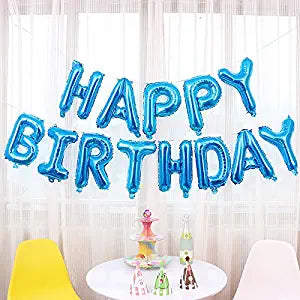 Golden Color Happy Birthday Letter/Alphabet Foil Balloons for Birthday Parties with Portable Hand Held Air Pump for Letter Foil Balloon (MULTICOLOR)