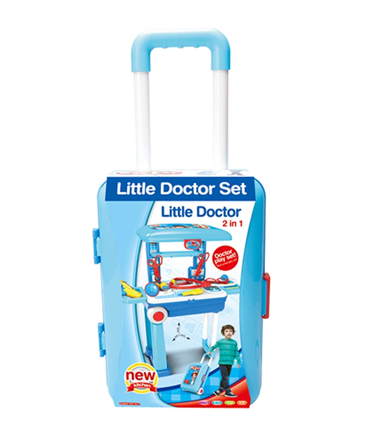 Funrally® Little Doctor's Bring Along Medical Clinic Suitcase 2in1, Doctor Set Play Toy, Role Toy for Kids with Briefcase in a Trolley Equipment Doctors and Foldable with Wheels, Premium Quality