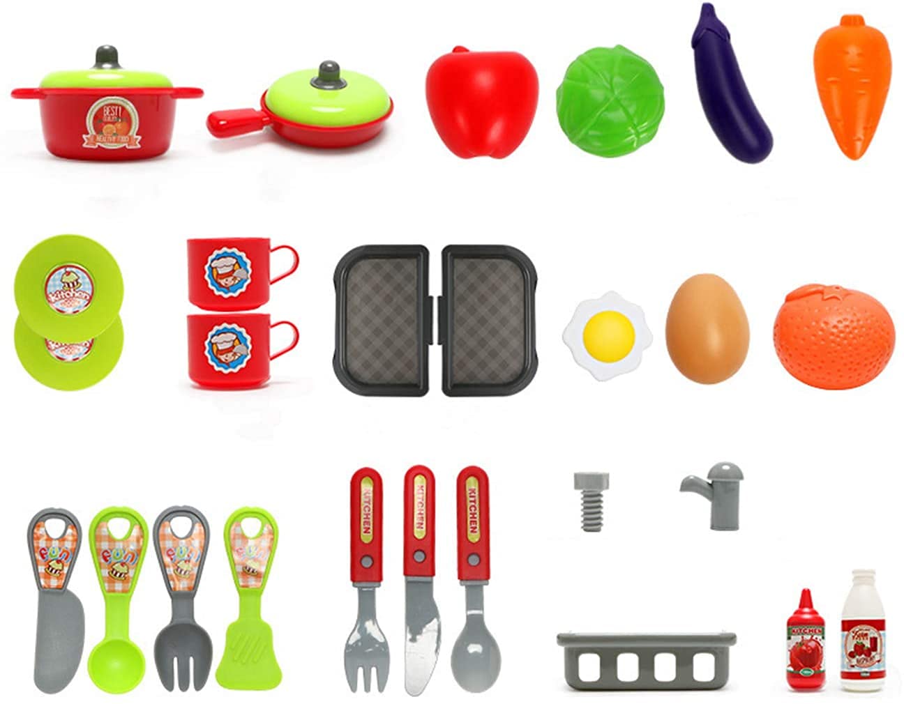 Funrally® Little Chef Kitchen Set Imports Deluxe Beauty Kitchen Appliance Cooking Play Set 3 in 1 Kitchen Play Set Pretend Play Luggage Kitchen Kit for Kids with Suitcase Trolley No:008-927