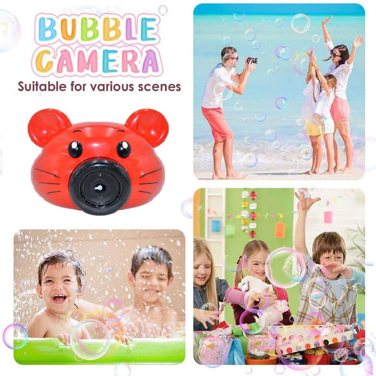 AZi Bubble Camera Machine, Rat Shape Camera with Music and Light, Bubble Blower for Kids