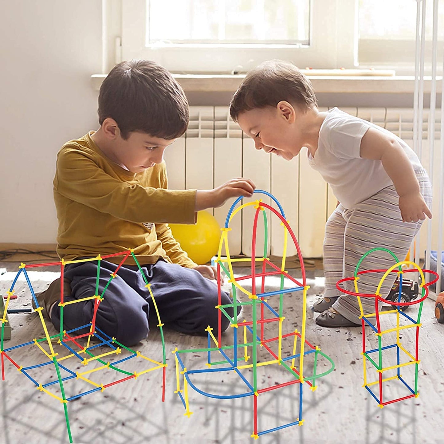 Funrally® DIY Plastic Brick Set 4D Space Children Intelligence Plastic Pipe Blocks Building Toys Straws and connectors (4D Bricks) | Multicolor