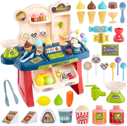 Funrally® 33 pcs Children Gift Home Buy Supermarket Cashier Funny Kids Pretend Play Learning Educational Toy with Sound Effects