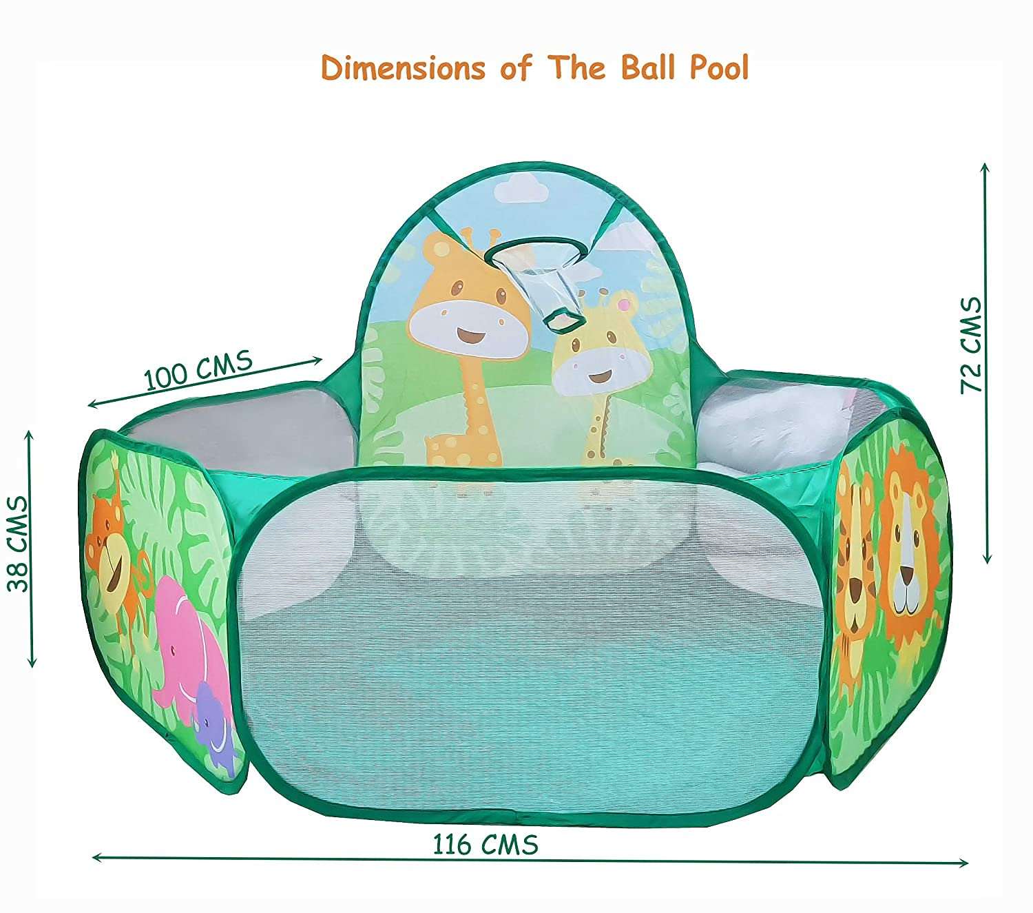 AZi Large Size Multi-Colored Jungle Theme Pop-up Activity Ball-Pool Without Balls (Age up to 3 yrs)