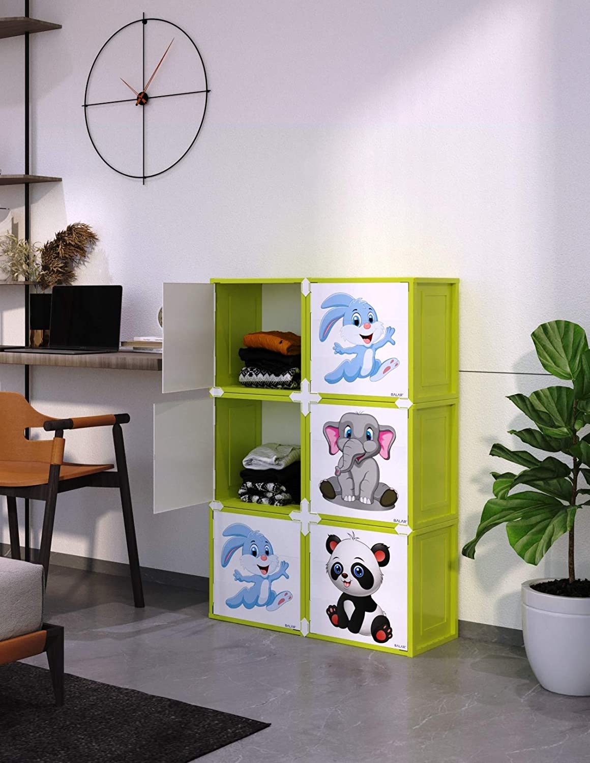 BALAR 6 Smart Storage Cabinet Wardrobe Storage Rack Closest Organizer for Clothes Kids Living Room Bedroom Small Accessories MULTICOLOR