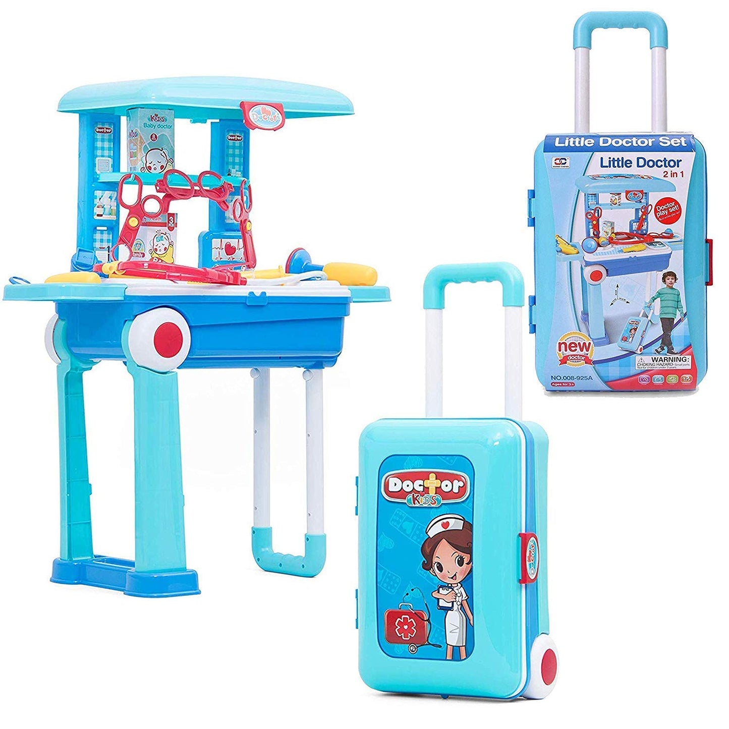 Funrally® Little Doctor's Bring Along Medical Clinic Suitcase 2in1, Doctor Set Play Toy, Role Toy for Kids with Briefcase in a Trolley Equipment Doctors and Foldable with Wheels, Premium Quality