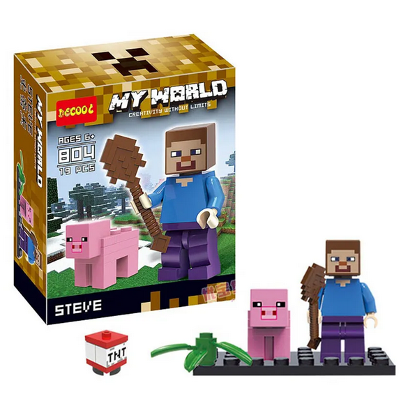 Decool Minecraft 4.5cm Steve Zombie Skeleton Enderman Building Block Toys Assembly 24 Pcs