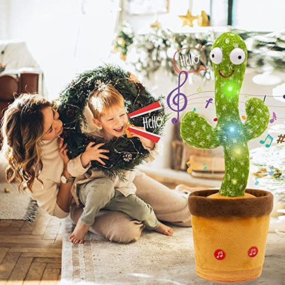 SUPER TOY Dancing Cactus Talking Plush Toy with Singing & Recording Function - Repeat What You Say - Pack of 1, Rechargeable Cable Included