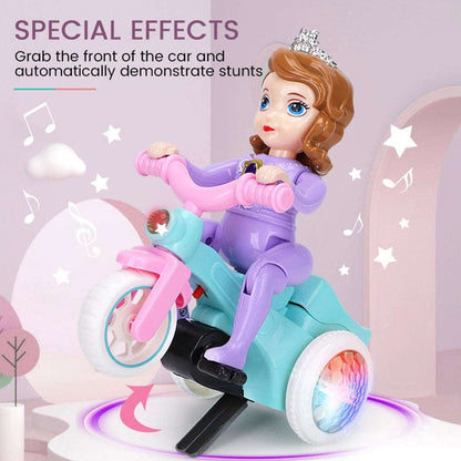 AZI TOYS PRINCESS AND STUNT BOY TRI CYCLE WITH LIGHT AND MUSIC PERFORMING STUNT MULTICOLOR