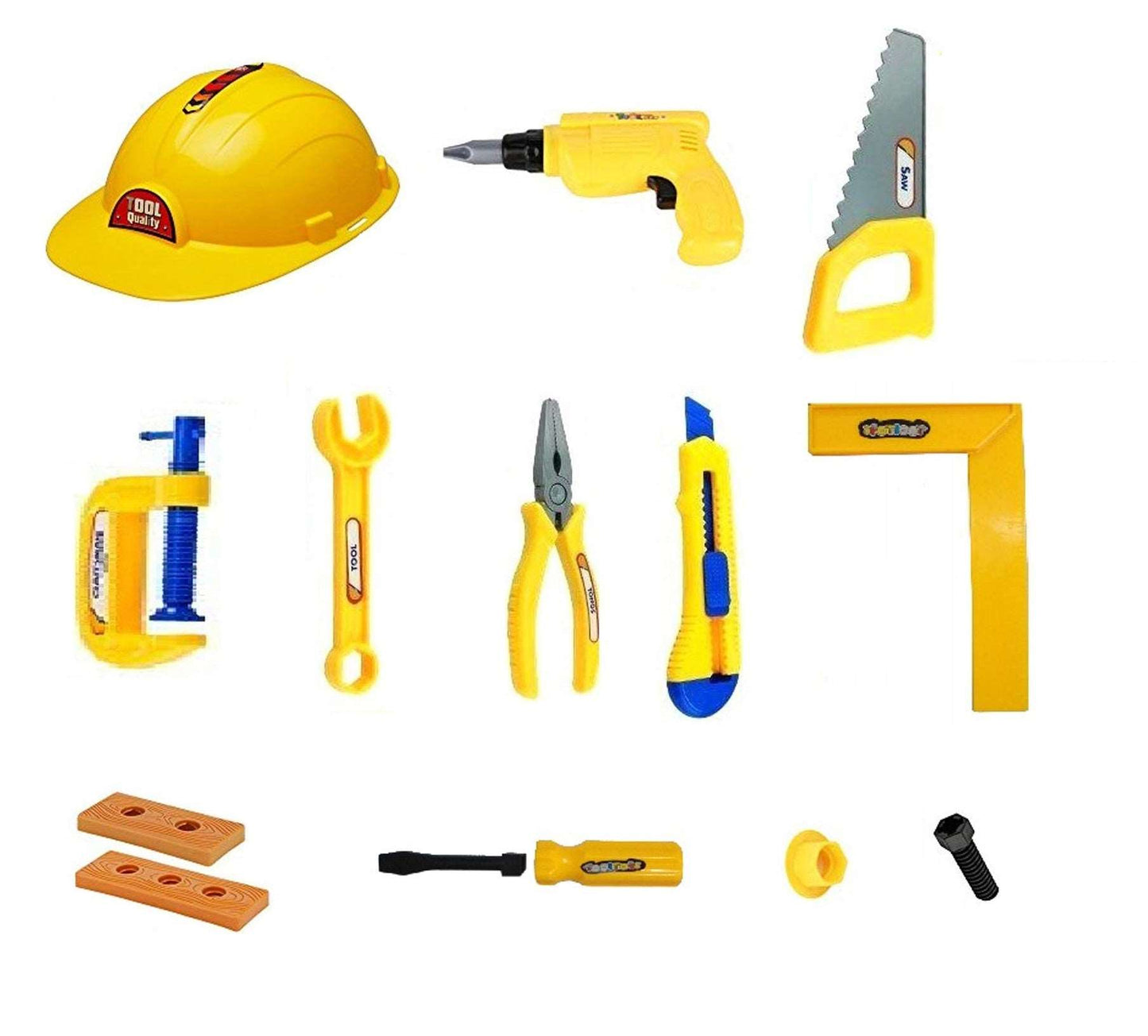 AZi Construction Tools Kit Toy Set With 13 Piece Engineering Workshop and Safety Helmet for Kids Boys