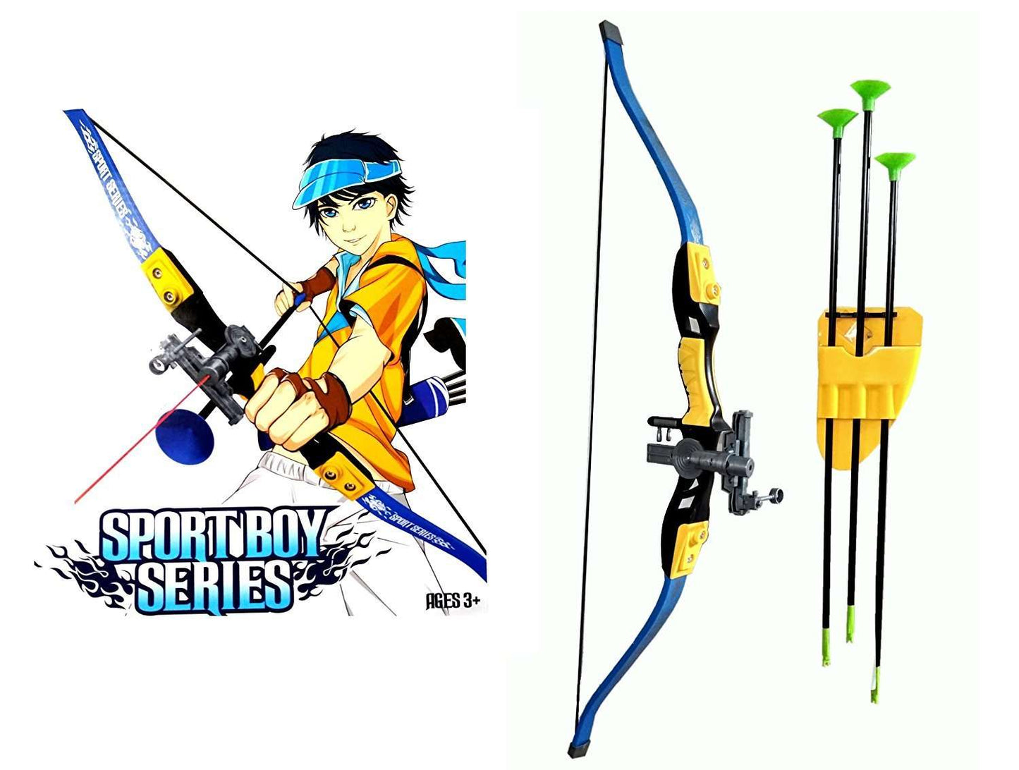 Archery Set, Strong String Thread Big Size Sports Series, Bow and Arrow Toy, Laser Target, Quiver, 3 Arrows