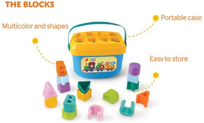 AZi® Baby's First Shape Sorting Blocks Learning- Educational Activity Toys with 16 Building Blocks - Multi Color