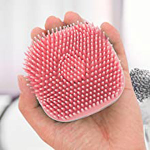 SCRUBBING Soft Silicone Bath Brush With Hooks Baby Showers silicon Cleaning Brushes Massage Skin Scrubber Can Fill Shampoo (MULTI COLOUR) (BRUSH)