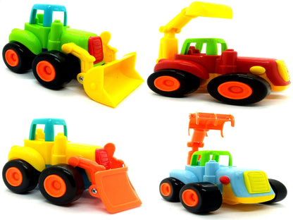 AZi Truck Engineering Unbreakable Construction Automobile Car Toy Set JCB Truck Toys for Kids of (Multi Color) Pack of 4