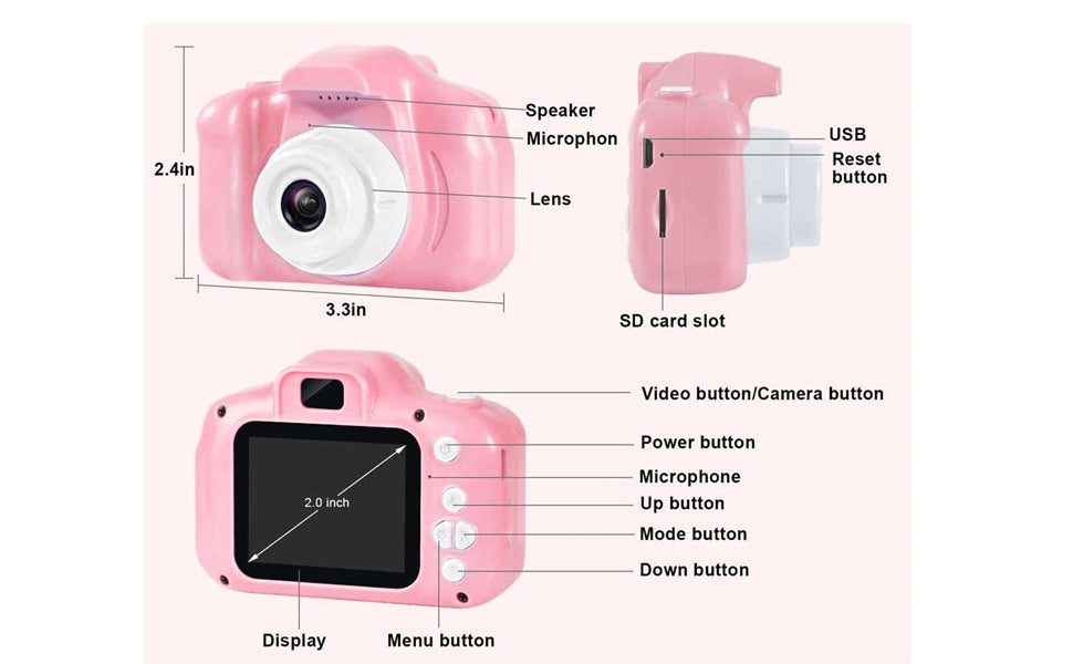 Digital Camera, Recorder Camera 2.0 Inch Screen Video Front Camera Child Camera (MULTICOLOR)