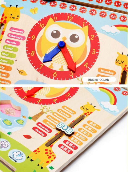 Educational Wooden Learning Time Clock Toy for Kids Board Game