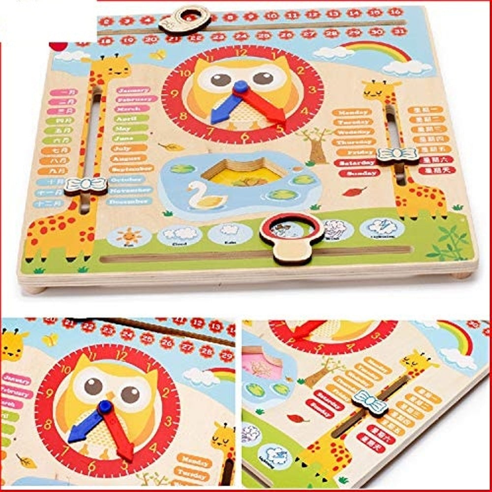 Educational Wooden Learning Time Clock Toy for Kids Board Game