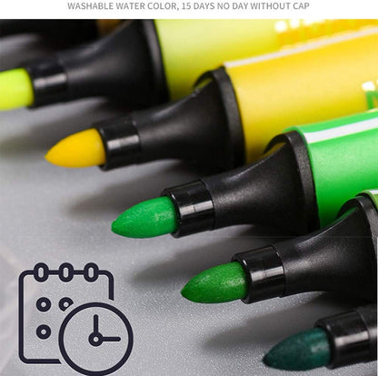 AZi® 24 Color Art Marker Pen, Watercolor Pen, Triangle Washable Children's Watercolor Pen Set, Washable Watercolor fine Nib Children's Drawing Marker Pen Set, Children's Gift (24 Colors)