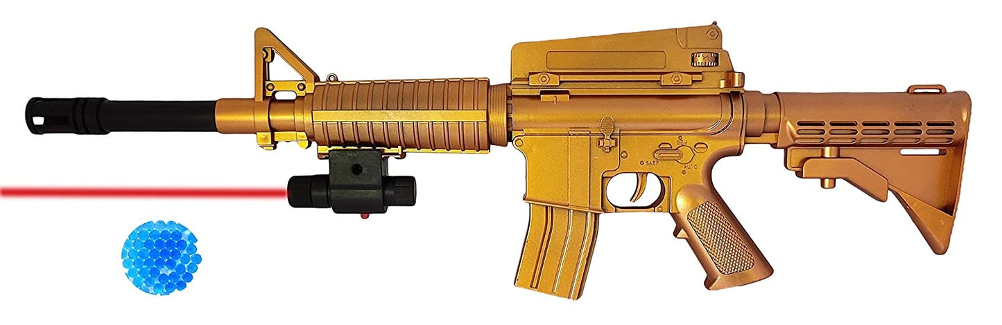 AZi® Plastic Pub G Golden M16A4 Toy Gun with Laser Light, Soft Water Crystal Bullets, for Kids Boys (Pub G M16A4)