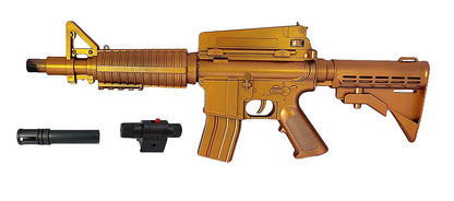 AZi® Plastic Pub G Golden M16A4 Toy Gun with Laser Light, Soft Water Crystal Bullets, for Kids Boys (Pub G M16A4)
