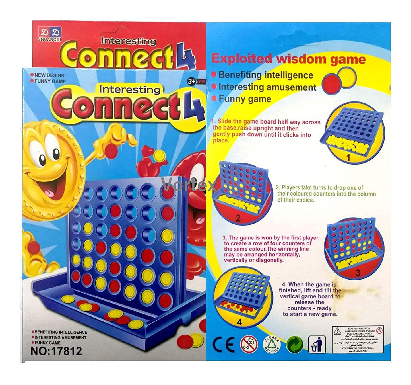 Connect 4 in A Row 4 in A Line Compact Vertical Strategy Board Game Party & Fun Games Board Game