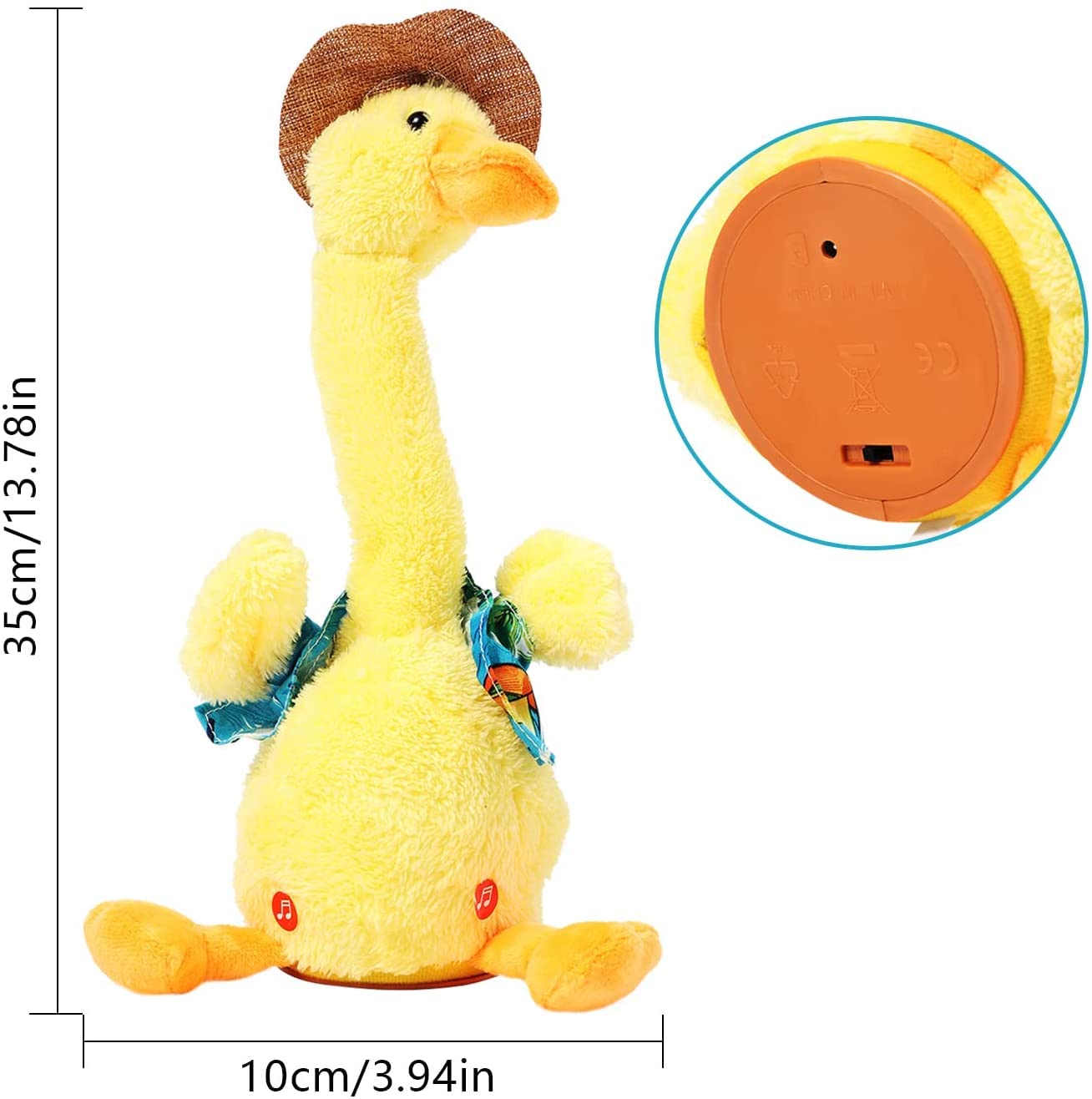 AZi® Electronic Dancing Duck Toy with Lighting, Singing Cactus Recording and Repeat Your Words, Duck Mimicking Toy for Kids