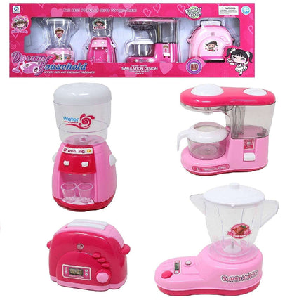 AZi® 4Pcs Household Pretend Play Set with Juicer, Mixer, Water Dispenser, Toaster for Kids Girls 3 Years Old Kids | Multicolor