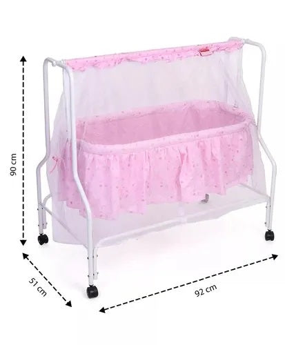 AZi Toys Heavy Quality Baby Cradle With Mosquito Protection Net and Wheel Attachments