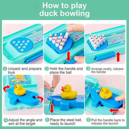 AZiⓇ Mini Table Top Bowling Game – Duck Finger Bowling Game, Desktop Game for Kids & Adults (Multicolor)