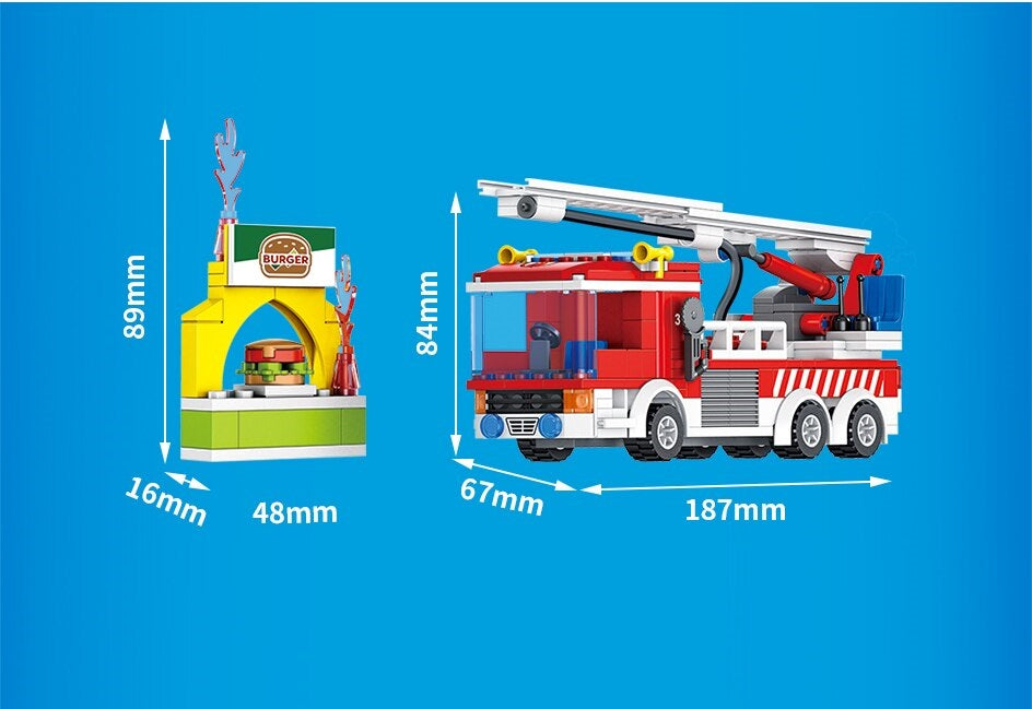 AZi® Fire Fighter Truck for Kids | Children’s Early Learning Toy | Fire Fighter Rescue Truck Toy Building Brick Game | 276 Blocks with Water Spray Function | Multi Color
