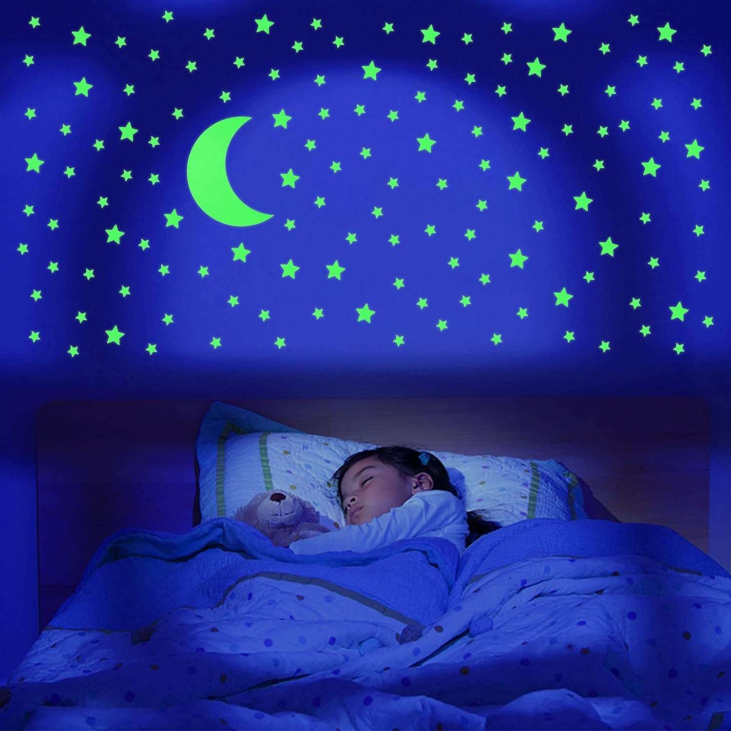AZi® Glowing Star Glow in The Dark Stickers Radium Wall Stickers – Star Galaxy in Your Room - Pack 2