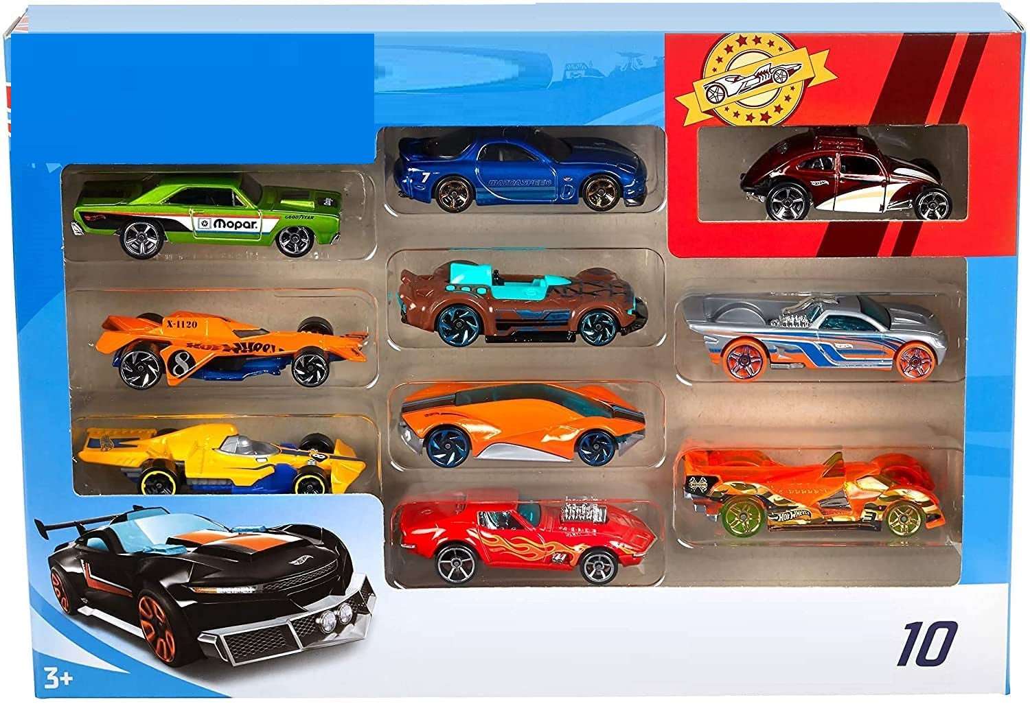 AZi® Fire Wheels 10 Car Pack of 1:64 Scale Vehicles | Gift for Collectors & Kids Ages 3 Years Old & Up | Pack May Vary | Multicolor