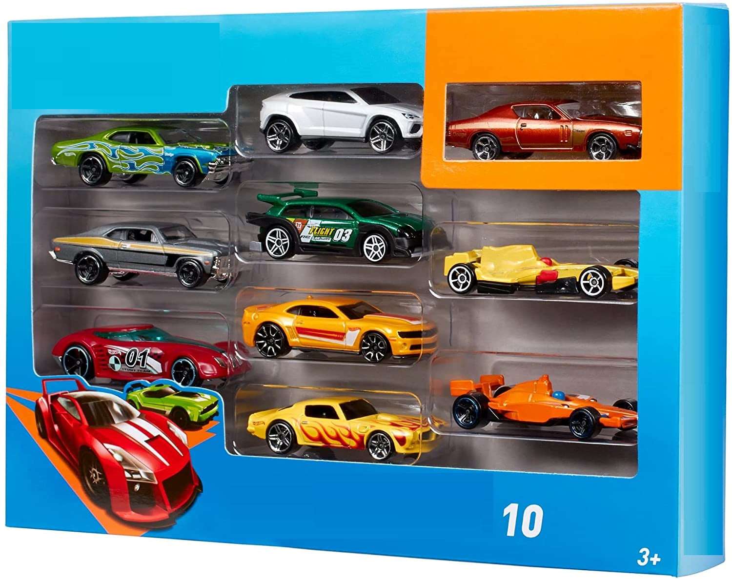 AZi® Fire Wheels 10 Car Pack of 1:64 Scale Vehicles | Gift for Collectors & Kids Ages 3 Years Old & Up | Pack May Vary | Multicolor