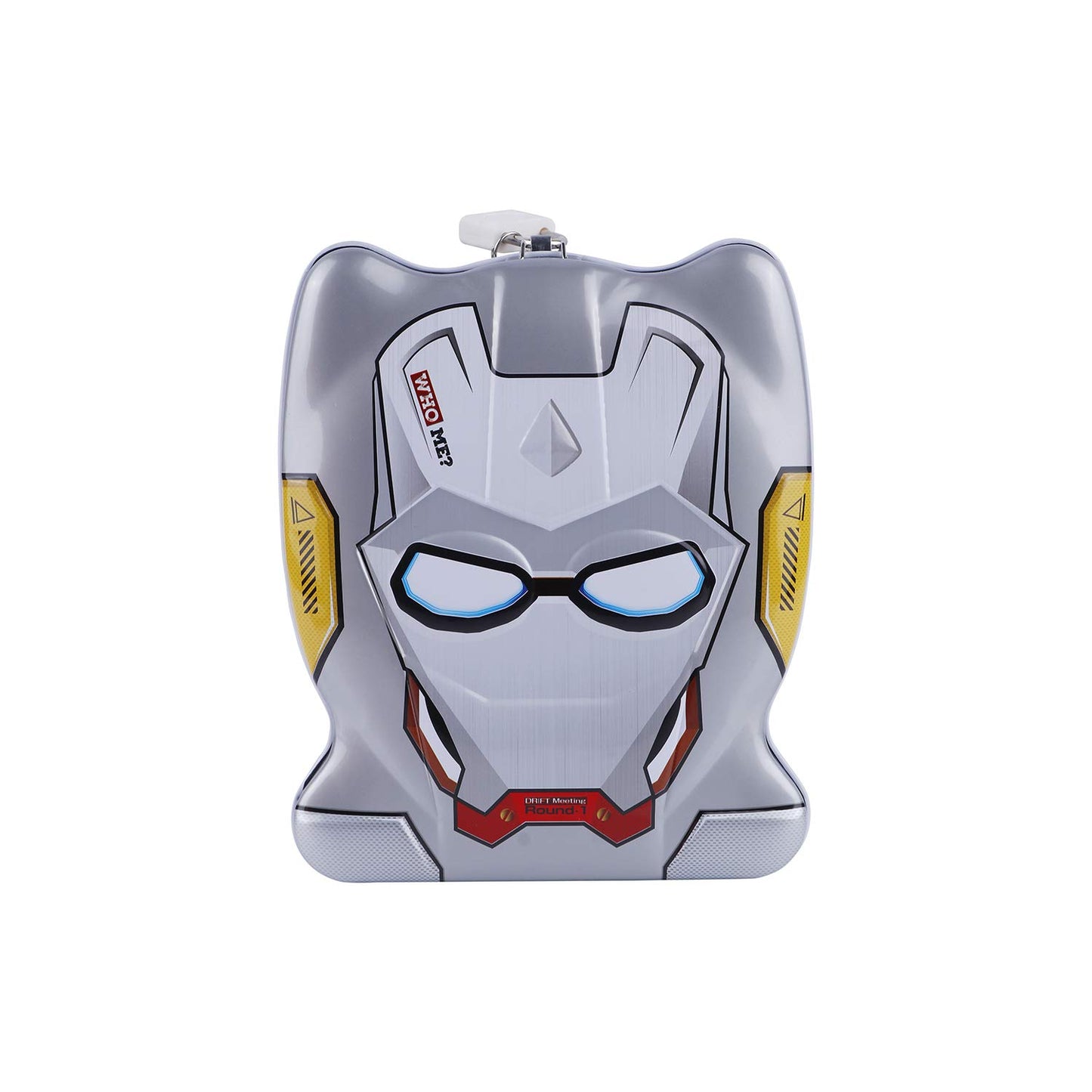 AZi® Superhero Theme Face Shape Money Bank for Kids with Lock and Key Coin Bank Design is WhiteIronMan | Coin Box in Hut Shape