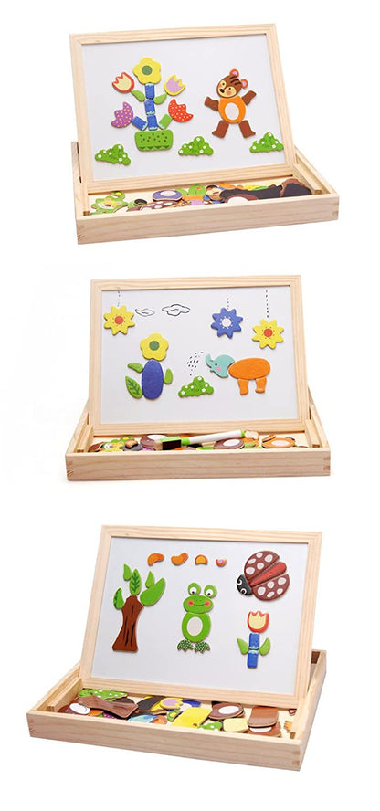 Magnetic Board Games Animal Puzzle Wooden Educational Drawing Board Toys Educational Board Games Board Game