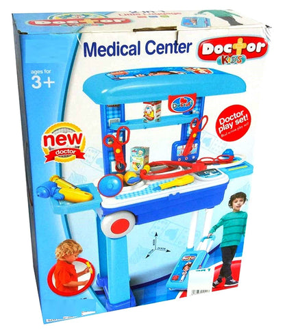 AZi® Little Doctor's Bring Along Medical Clinic Suitcase 2in1, Doctor Set Play Toy, Role Toy for Kids with Briefcase in a Trolley Equipment Doctors and Foldable with Wheels, Premium Quality