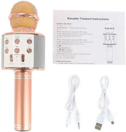 AZi® Wireless Singing Mic Multi-Function Bluetooth Karaoke Mic with Microphone Speaker for All Smart Phones | Pack of 1 | (Multicolor)